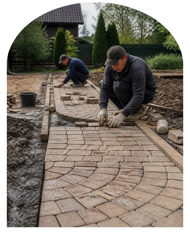Мощение садовых дорожек на участке под ключ в Белгороде